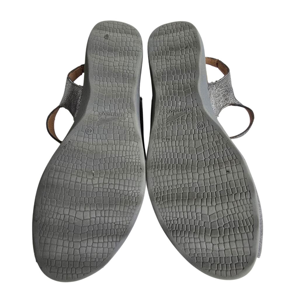 Dansko Marcy Wedge Sandals Size EU 40 US 9.5-10 Gray Metallic Leather Silver - Picture 12 of 14